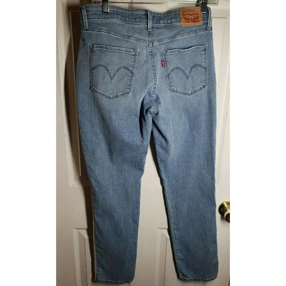 Levis Mid Rise Silver Striped Skinny Jeans Women's Size 30